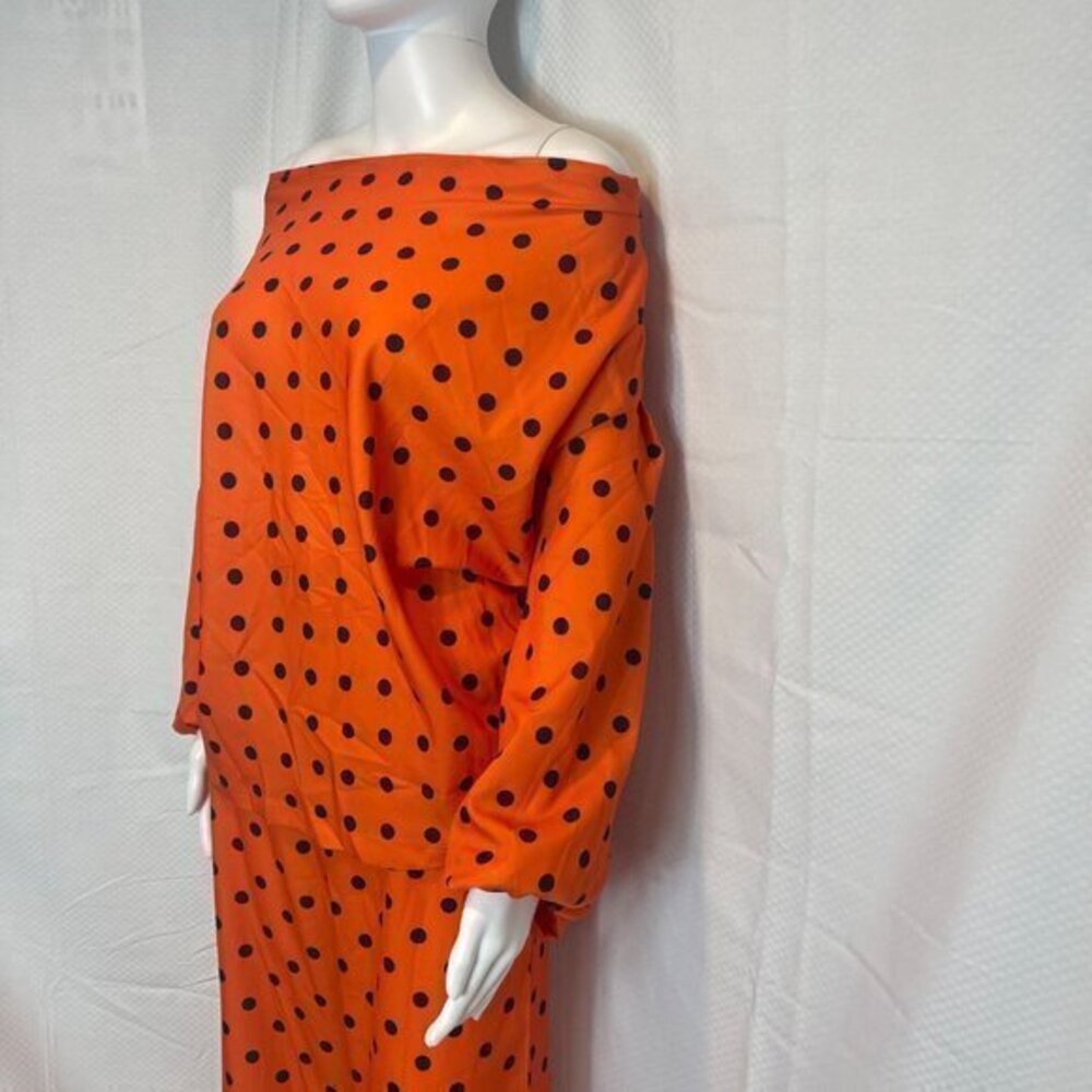 Two Piece Set Polka Dot Print Lantern Sleeve Top & Wide leg Pants Size M‎ - Picture 14 of 16